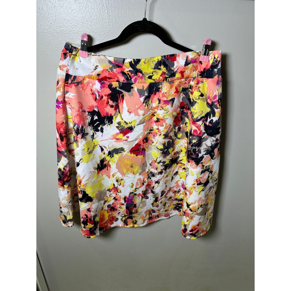 Studio 253 Women XL Abstract Floral A-Line Skirt Multicolor Knee Length B297488M